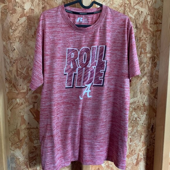 Russell Athletic Red Heather University Of Alabama "Roll Tide" Graphic Tee Shirt - Picture 1 of 9